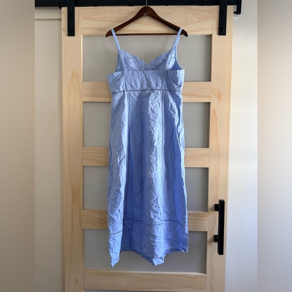 Madewell Blue Linen Blend Midi Dress Size 12 - Picture 4 of 8